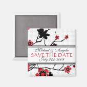 Cherry Blossom Modern Save The Date Magneet (Voorkant / Achterkant)