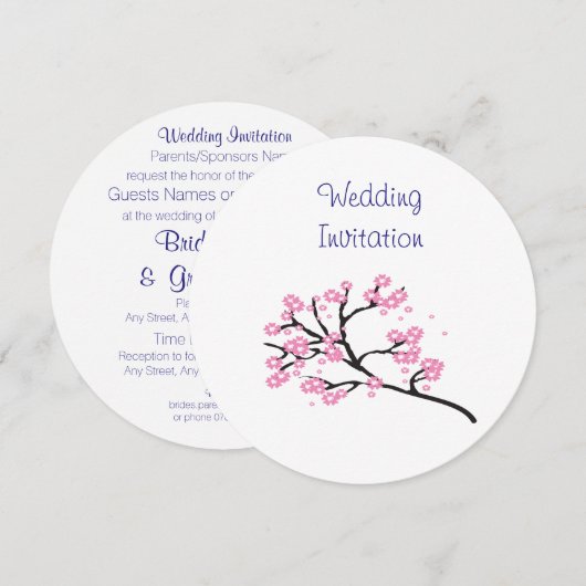 Cherry Blossom Modern Simple Elegant Wedding Ideeë Kaart (Voorkant / Achterkant)