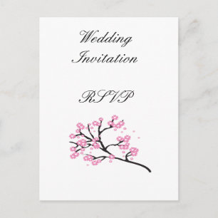Cherry Blossom Modern Simple Elegant Wedding Ideeë Uitnodiging Briefkaart