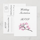 Cherry Blossom Modern Simple Elegant Wedding Ideeë Uitnodiging Briefkaart (Voorkant / Achterkant)