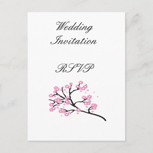 Cherry Blossom Modern Simple Elegant Wedding Ideeë Uitnodiging Briefkaart (Voorkant)