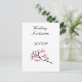 Cherry Blossom Modern Simple Elegant Wedding Ideeë Uitnodiging Briefkaart (Staand voorkant)