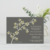 Cherry Blossom Modern Wedding Invitation : olijf Kaart (Staand voorkant)