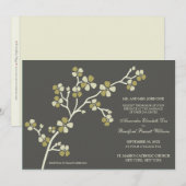 Cherry Blossom Modern Wedding Invitation : olijf Kaart (Voorkant / Achterkant)