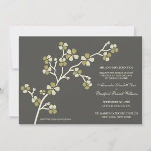 Cherry Blossom Modern Wedding Invitation : olijf Kaart