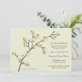 Cherry Blossom Modern Wedding Invitation : olijf Kaart (Staand voorkant)