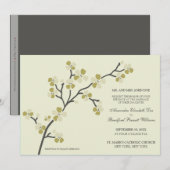 Cherry Blossom Modern Wedding Invitation : olijf Kaart (Voorkant / Achterkant)