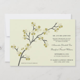 Cherry Blossom Modern Wedding Invitation : olijf Kaart