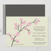 Cherry Blossom Modern Wedding Invitation : roze Kaart (Voorkant / Achterkant)