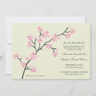 Cherry Blossom Modern Wedding Invitation : roze Kaart
