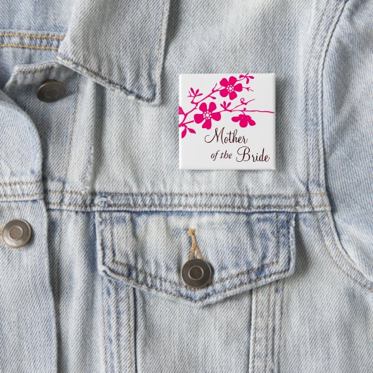 Cherry Blossom Moeder van de Bride Button (In situ)