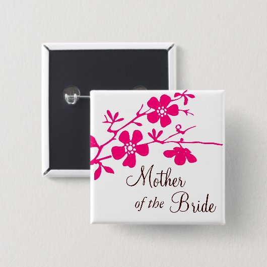 Cherry Blossom Moeder van de Bride Button (Voorkant /achterkant)