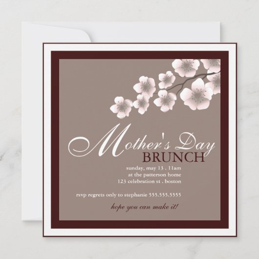 Cherry Blossom Moederdag Brunch Invitation Kaart (Voorkant)