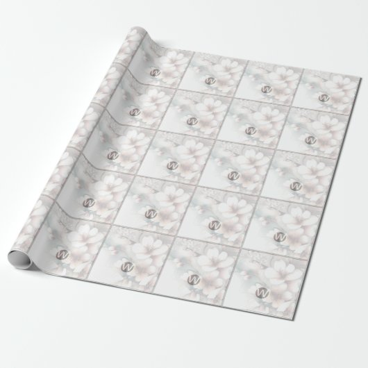Cherry Blossom Monogram Cadeaupapier (Uitgerold)
