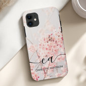 Cherry Blossom Monogram Elegant Custom Case-Mate iPhone Case