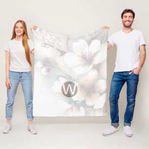 Cherry Blossom Monogram Fleece Deken