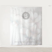 Cherry Blossom Monogram Huwelijk Achtergrond Wandkleed (Voorkant)