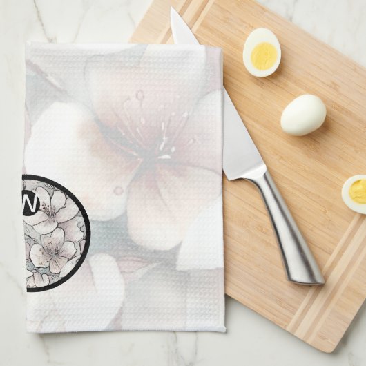 Cherry Blossom Monogram Keukenhanddoeken (Quarter Fold)