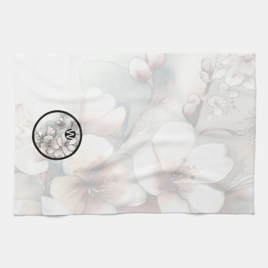 Cherry Blossom Monogram Keukenhanddoeken (Horizontaal)