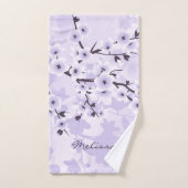 Cherry Blossom Monogram Paarse Floral Bad Handdoek (Handdoek)