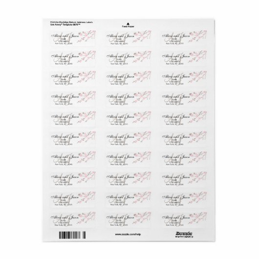 Cherry Blossom Monogram Retouradres Labels (Full Sheet)