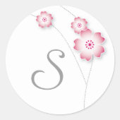 Cherry Blossom Monogram Sticker (Voorkant)
