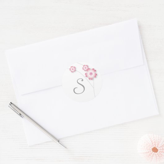 Cherry Blossom Monogram Sticker (Envelop)
