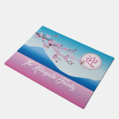 Cherry Blossom Moon Japans Sakura Monogram Deurmat (Schuin)