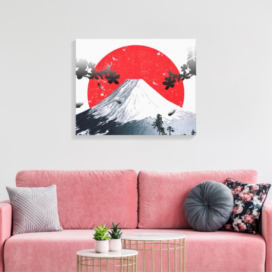 Cherry Blossom Mount Fuji Japan Canvas Afdruk