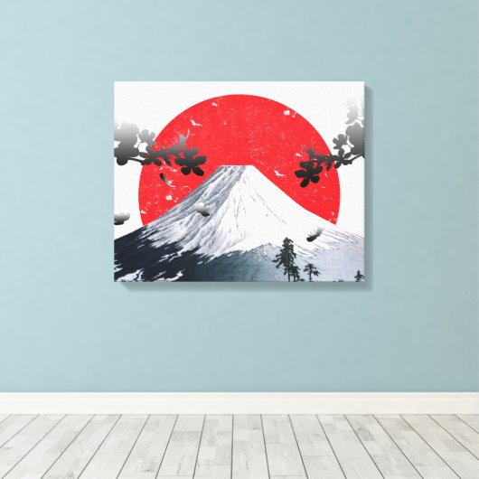 Cherry Blossom Mount Fuji Japan Canvas Afdruk (Insitu (Houten vloer))