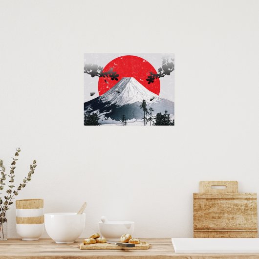 Cherry Blossom Mount Fuji Japan Poster (Keuken)