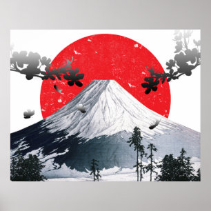 Cherry Blossom Mount Fuji Japan Poster