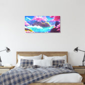 Cherry Blossom Mountain Canvas Afdruk (Insitu (Slaapkamer))