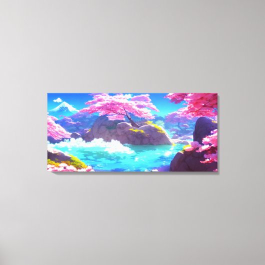 Cherry Blossom Mountain Canvas Afdruk (Voorkant)