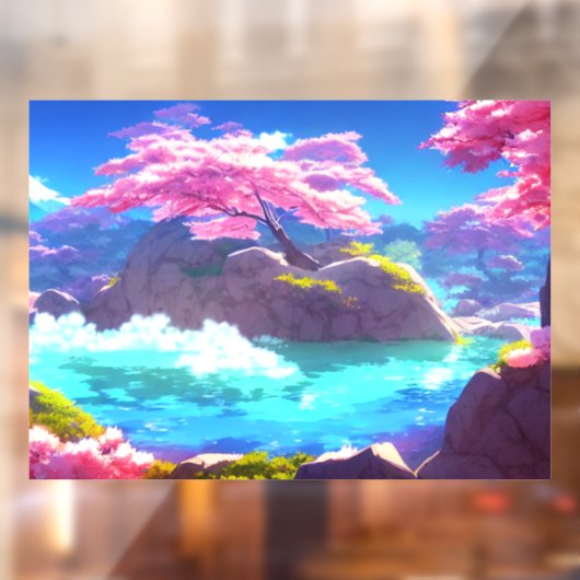 Cherry Blossom Mountain Raamsticker (Vel 2)