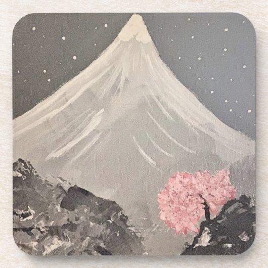 Cherry Blossom & Mountain Scene Onderzetters – Nat (Voorkant)