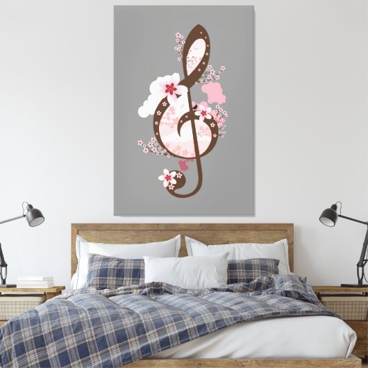 Cherry Blossom Music Canvas Afdruk (Insitu (Slaapkamer))