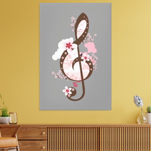 Cherry Blossom Music Canvas Afdruk (Insitu (Woonkamer))
