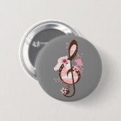Cherry Blossom Music Ronde Button 5,7 Cm (Voorkant /achterkant)