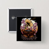 Cherry Blossom Musical Vierkante Button 5,1 Cm (Voorkant /achterkant)