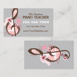 Cherry Blossom Muziek Piano Teacher Visitekaartje