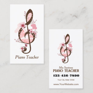 Cherry Blossom Muziek Piano Teacher Visitekaartje