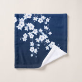 Cherry Blossom Navy Blue Bad Handdoek (Wasdoekje)