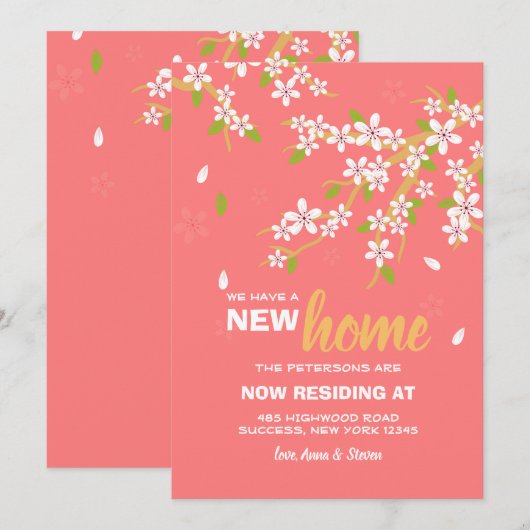 Cherry Blossom New Home Announement Aankondiging (Voorkant / Achterkant)