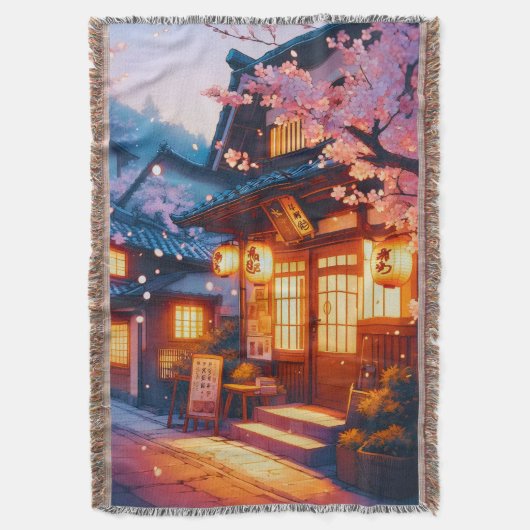 Cherry Blossom Night in Old Japan Deken (Voorkant Verticaal)