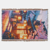Cherry Blossom Night in Old Japan Deken (Voorkant)