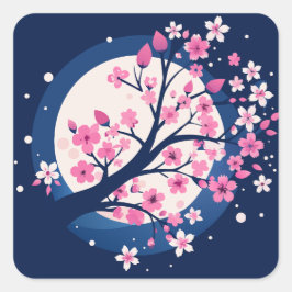 Cherry Blossom Nights Vierkante Sticker