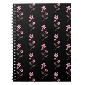 Cherry Blossom Notitieboek - Zwart Patroon