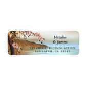Cherry Blossom Ocean Wedding Return Address Label (Voorkant)