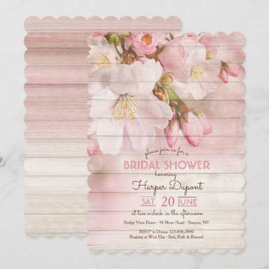 Cherry Blossom on Wood Invitation Kaart (Voorkant / Achterkant)